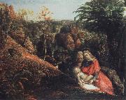 Samuel Palmer landscape with repose of the holy family Spain oil painting artist